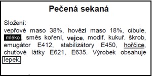 Označování alergenů na potravinách